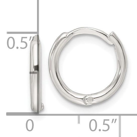 925 Sterling Silver Polished Hinged Hoop Earrings 11.50 MM