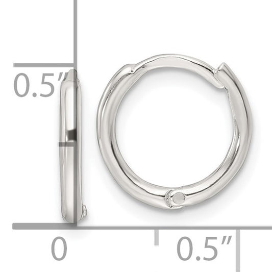 925 Sterling Silver Polished Hinged Hoop Earrings 11.50 MM
